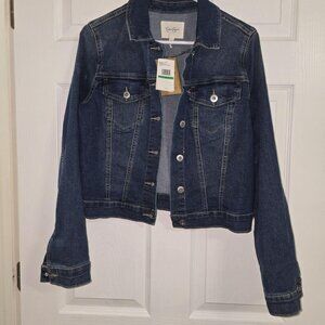 NWT Jessica Simpson Women's Navy Denim Jacket Large Western Rodeo Farm Chore